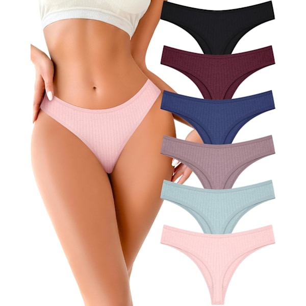 2025 Senaste Modell Bomullsstringtrosor för Kvinnor Mjuka Låg Midja Sexiga Stringtrosor Damunderkläder 6-pack S-XXXL Set1-6pack Medium