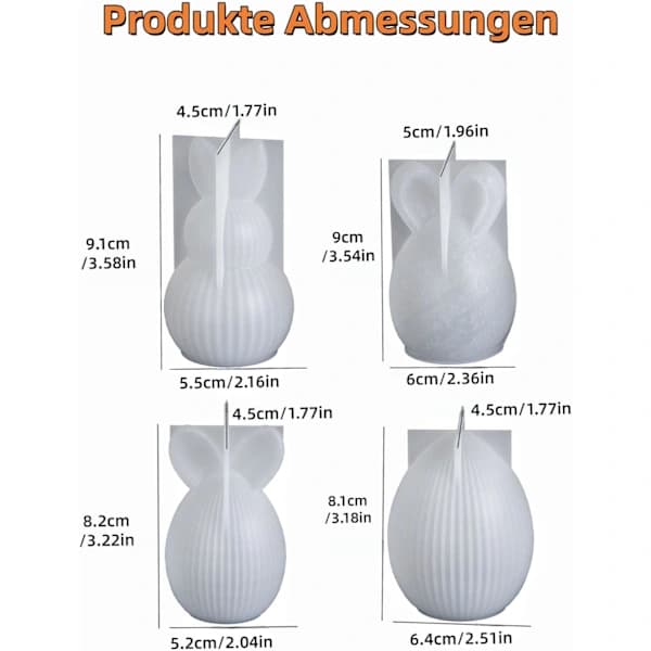 4-pak silikoneforme påskehare og påskeæg – silikone støbeforme til stearinlys, gips og sojavoks DIY påskepynt