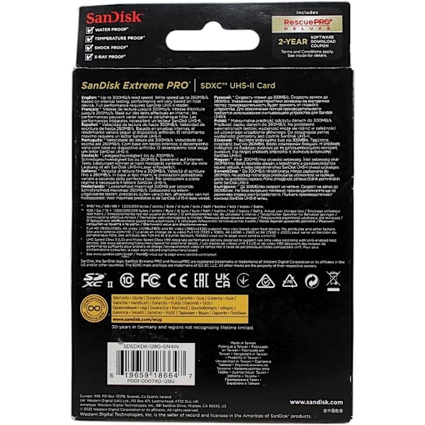 2025 Senaste Modell 128GB Extreme PRO SDXC UHS-II Minneskort - C10, U3, V90, 8K, 4K, Full HD Video, SD-kort - SDSDXDK-128G-GN4IN 128G