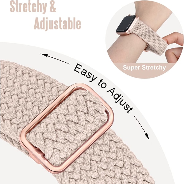 Flätat stretchigt justerbart watch för Apple Watch -band Milk Tea 42MM/44MM/45MM/49MM