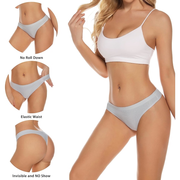 Sömlösa Tanga Underkläder för Kvinnor Andningsbara Stretch Neutrals XL