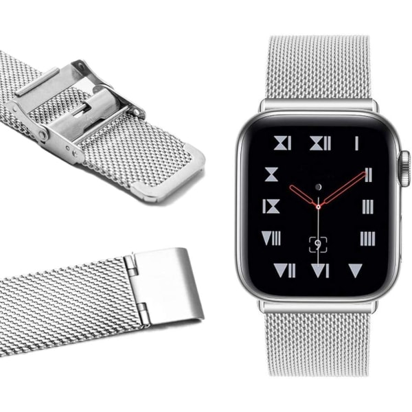Kompatibel med Apple Watch Mesh i rostfritt stål - justerbar