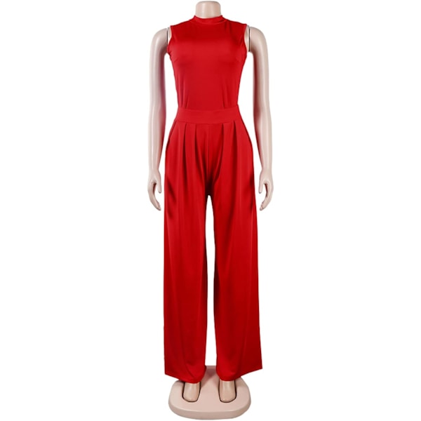 2025 Senaste Modell Dam Sexiga 2-Dels Outfits - Ärmlös Hög Midja Långa Byxor Vida Ben Jumpsuit Clubwear