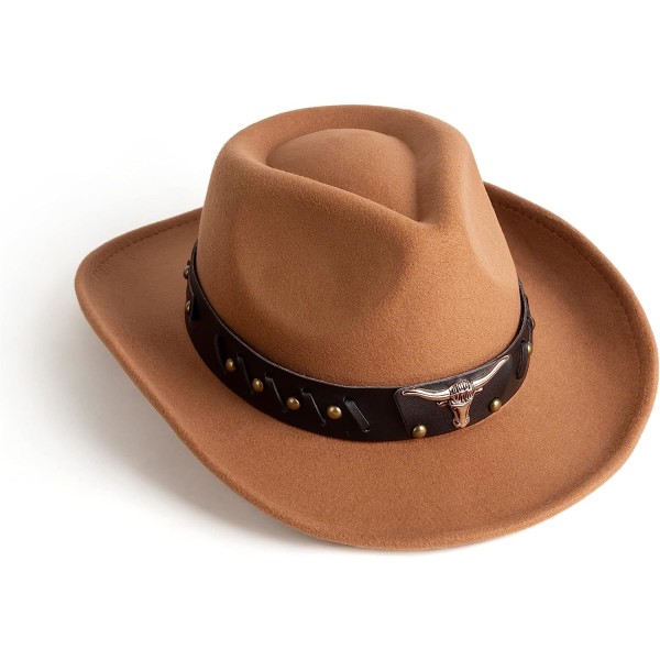 Western Cowboy Cowgirl hattar för kvinnor med bältesspänne Khaki