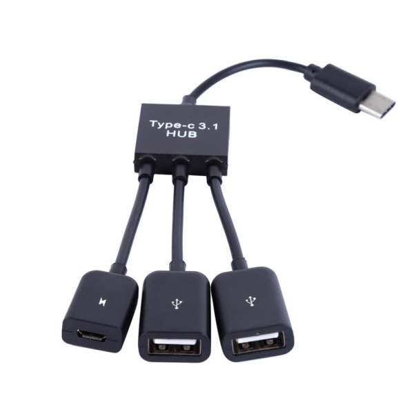 USB Typ C 3.1 Han till Dubbel USB 2.0 Hon OTG Laddning