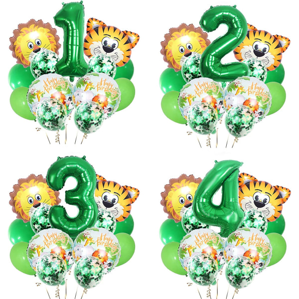 1 set födelsedagsballonger med djungeltema