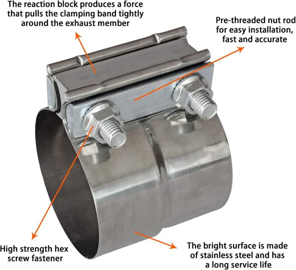3\" tommer udstødningsklemmer rustfrit stål lyddæmperbåndklemme til 3\" indvendig diameter til 3\" udvendig diameter Turbo Downpipe Tip Bilsystemforbindelse (2-pak)
