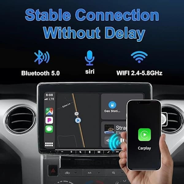 Langaton CarPlay-sovitin, CarPlaylle ja Android Autolle, Plug-and-Play musta