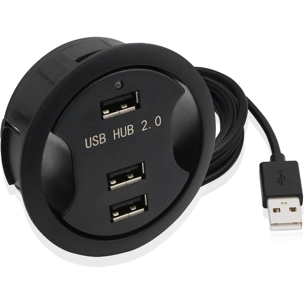 USB-skrivbordsgenomföring med 3 portar USB 2.0-hubb för montering på skrivbord