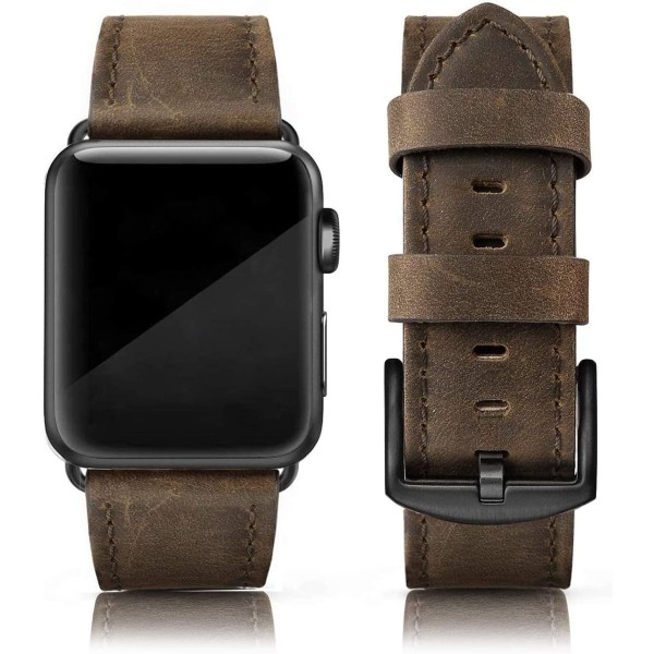 Läderband kompatibelt med Apple Watch 42mm 44mm 45mm Retro Coffee 42/44/45 mm