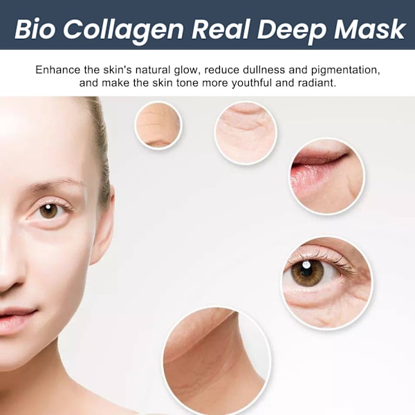 2025 Senaste Modell Bio Collagen Real Deep Mask, Djup Hydrering Elastisk Uppstramande Hud Uppljusande Hud Hydrerande Mask