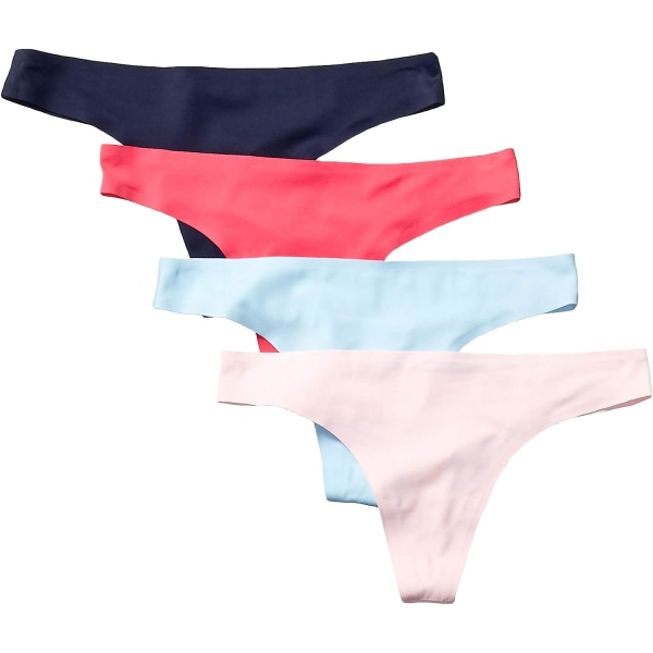 Stretchtrosor med sömlösa sömlösa underkläder för kvinnor, 4-pack Blue/Pink XS