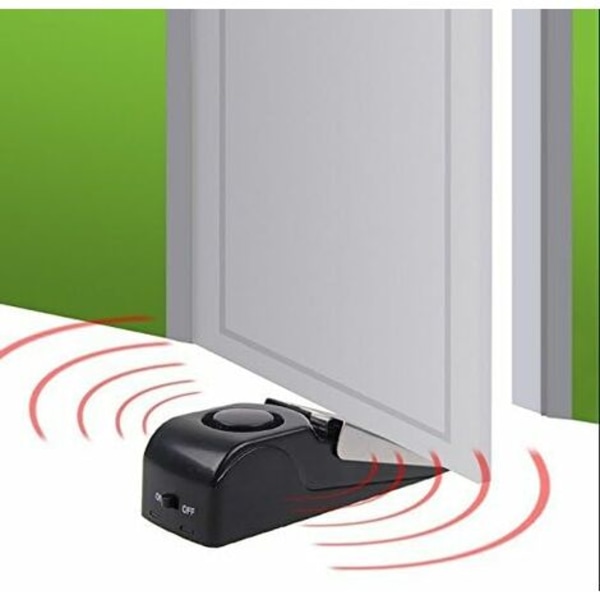 2025 Senaste Modell Mini Trådlös Vibrationsutlöst Kilformad Dörrstopp Alert Hem Säkerhetssystem Dörrlarm Block Svart (1-pack) HA