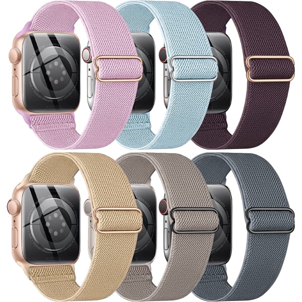 6-pack elastisk nylon för Apple Watch -band 6pcs 3 45mm/44mm/42mm/49mm