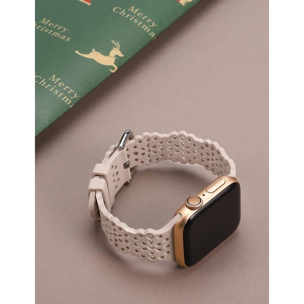 Kompatibel med Apple Watch Band Lace Women Flower Cut-outs Stretchy