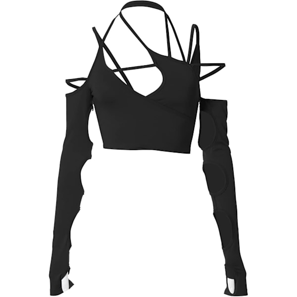 2025 Senaste Modell Dam Hollow Out Oregelbunden Elastisk Off The Shoulder Sexig Slim Fit Halter Crop T-shirts Topp Långärmad T-shirt
