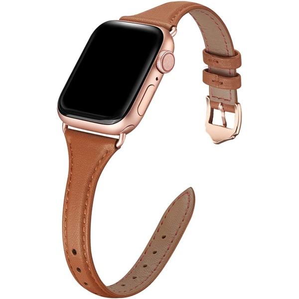 Läderband Kompatibla med Apple Watch Band 38mm 40mm Brown/RoseGold 38mm 40mm 41mm