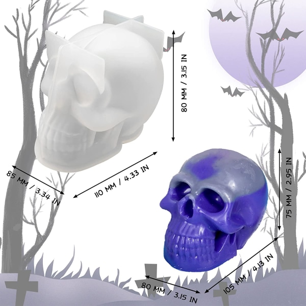 2 st 3D Skull Form Form Skull Head