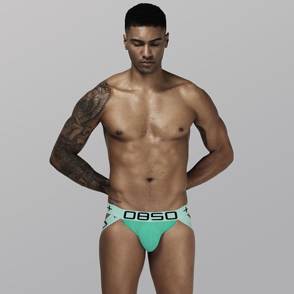 2025 Senaste Modell Herr Sexig Jockstrap Atletisk Stöd Breathable Bomull Tanga Performance Midjeband Påse Underkläder Cyanblå Medium