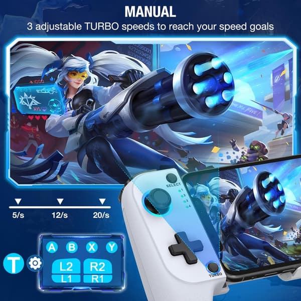 2025 Seneste Model Mobil Controller til iPhone/Android Understøtter Telefoncover, LED-lys, Hall Effect Sticks, Håndholdt Gaming Telefon Controller