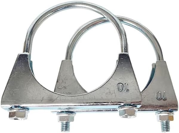 Kraftige U-bolt lyddemper eksosklemmer for 70 mm diameter eksosrør, rustfritt stål universell lyddemper salstil 2-3/4\" bil U-formet eksos