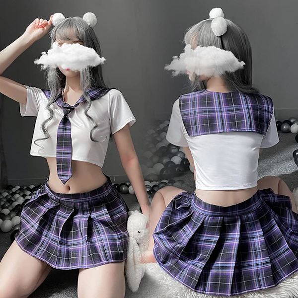 2025 Senaste Modell Skolflicka Kläder Japansk Rutig Plisserad Kjol JK Uniform Cosplay Underkläder 7039vit Lila