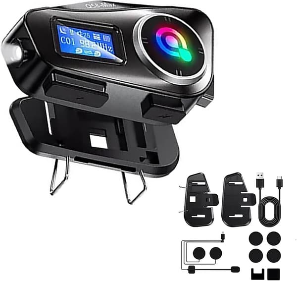 2025 Seneste Model Motorcykel Intercom Hjelm Bagklips Bluetooth Headset LCD Vandtæt