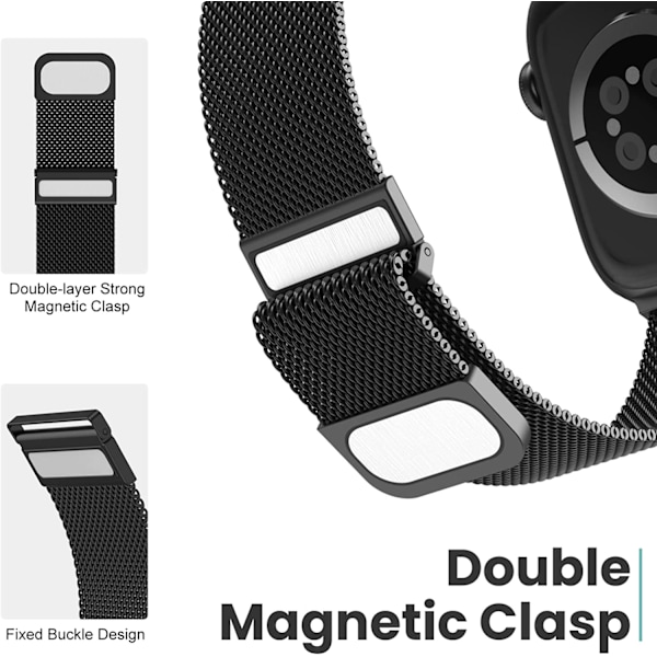 Magnetiskt armband för Apple Watch Band 41mm 40mm 38mm 49mm 45mm Black 42MM/44MM/45MM/49MM