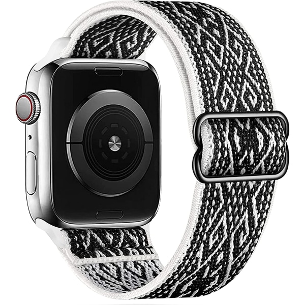 Stretchy Solo Loop-rem som är kompatibel med Apple Watch -band Black White 38/40/41mm