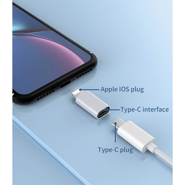 Högkvalitativt, helt nytt 3-pack USB C Hona till Lightning Hane Adapter för iPhone 12/11/8 X XR/XS/SE/7Plus/Pro Max Ipad Air Mini Typ