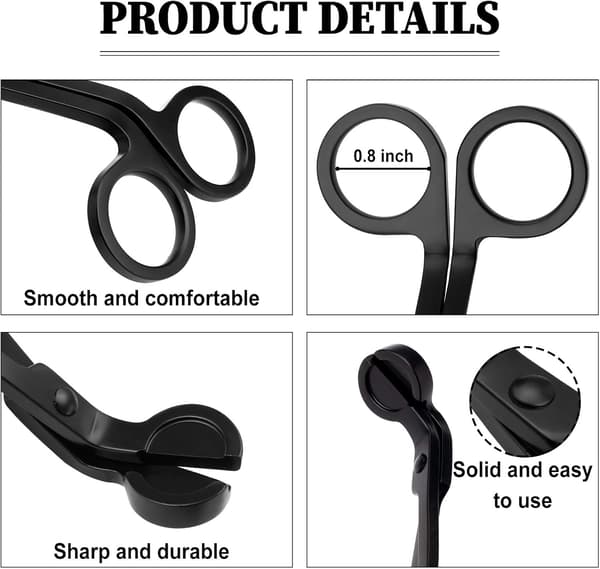 Premium veketrimmer for stearinlys - matt svart rustfritt stål kutter