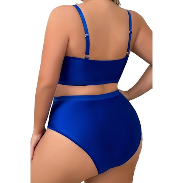 2025 Senaste Modell Dam Plus Size 2-Dels Underklädesset Blommigt Sexigt Mesh Skir V-ringning 3/4 Cup Spetskläder Blå 3X-Large