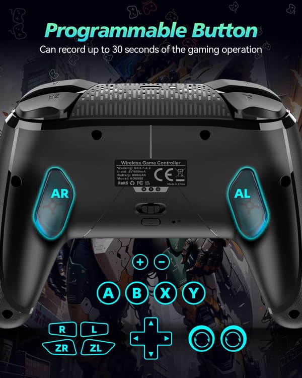 2025 Nyeste Modell Trådløs Bryterkontroller for Nintendo Switch 2/Switch/Lite/OLED, Bluetooth Spillkontroller for iPhone/Android/PC/Steam