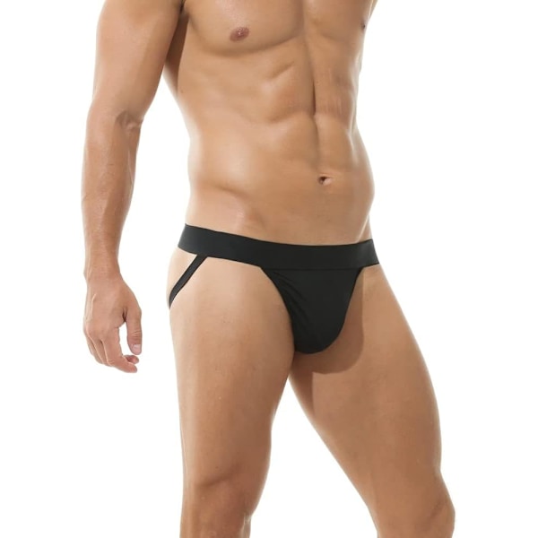 2025 Senaste Modell Herr Jockstrap Stretchig Nylonficka Träningsprestanda Atletiska Stöd för Män Svart Stor