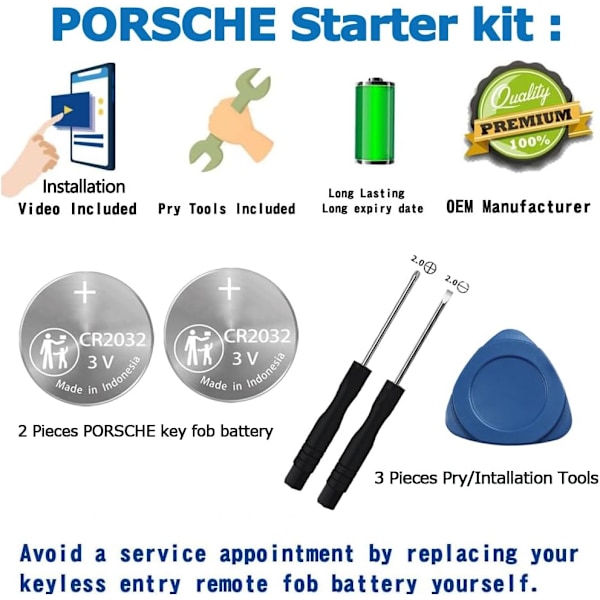 Startpaket Nyckelbricka Batteribyte för Porsche passar 2010-2021 Panamera Cayenne Cayman 911 Boxster Macan 718 Tacan Smart Key F