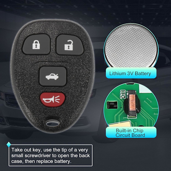 2 st 315MHz OUC60270 Ersättnings Nyckellös Fjärrkontroll Bilnyckel Fob för Chevy Impala 2006-2016 för Monte Carlo 06-08 för Buick Lucer