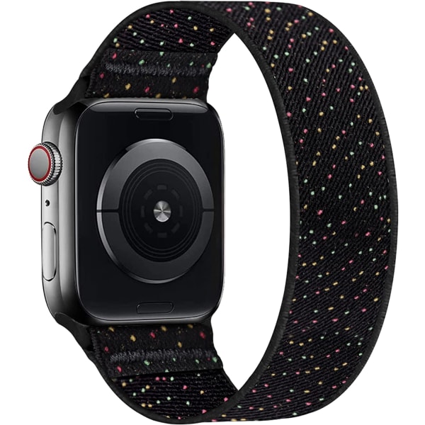 Stretchiga nylon solo loop-band kompatibla med Apple Watch Black Unity 38/40/41mm M