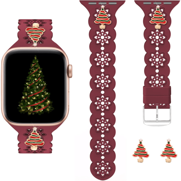 Julband till Apple Watch, Kompatibelt med 38mm Wine Red/Christmas Tree 38mm/40mm/41mm