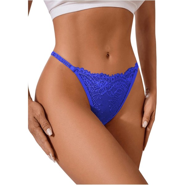 2025 Senaste Modell Kvinnor Cheeky Sexiga Spets Trosor Låg Midja G-String Underkläder Kungsblå Stor