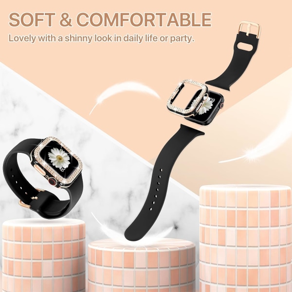 Kompatibel med Apple Watch armband med glitterstötfångare, dam