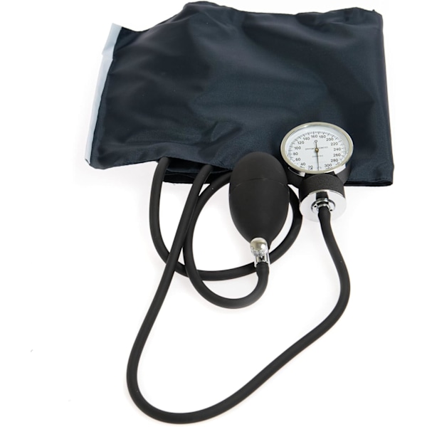 2025 Senaste Modell Basic Pocket Aneroid Sfygmomanometer - Blodtrycksmätare och Manschett, 2 Slangar, för Vuxna, Marinblå - Stor Manschett