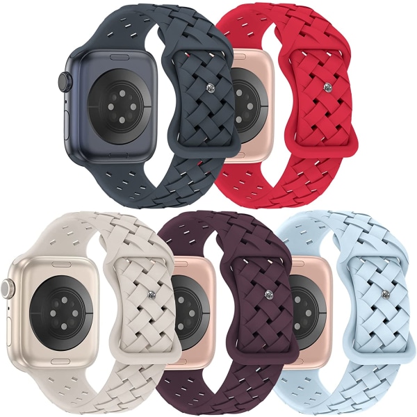 5-pack mjuka silikonband kompatibla med Apple Watch-band 5PCS 5 42/44/45/49mm