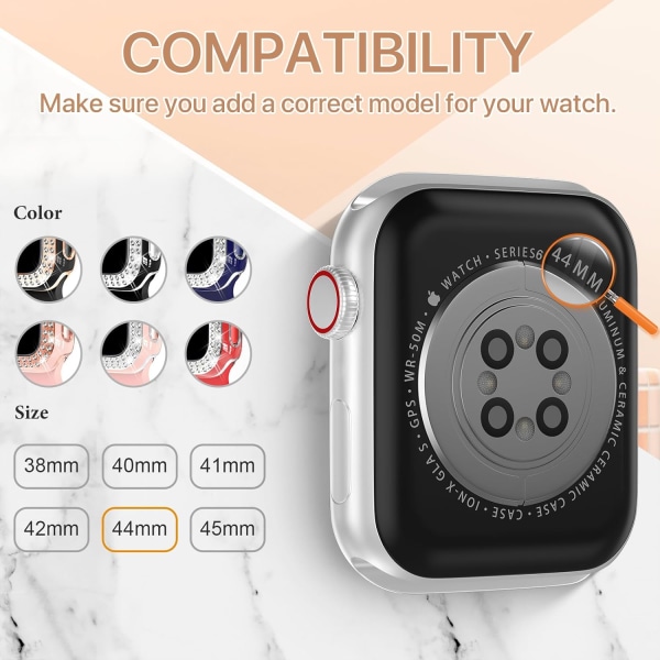 Kompatibel för Apple Watch Band med Glitter Bumper Case, kvinnor