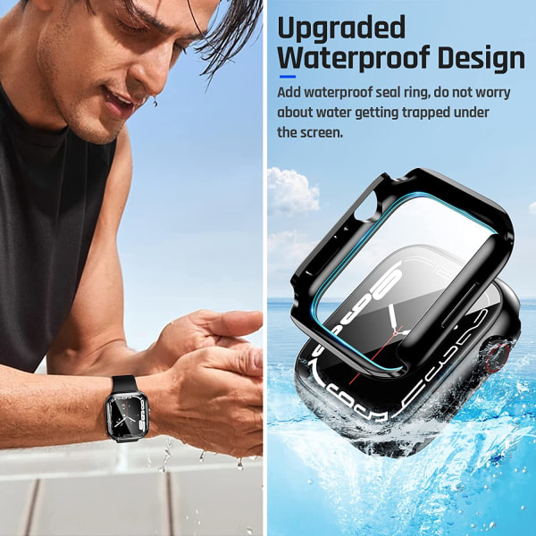 Vattentätt case för Apple Watch Series 8-skärm Black 45mm