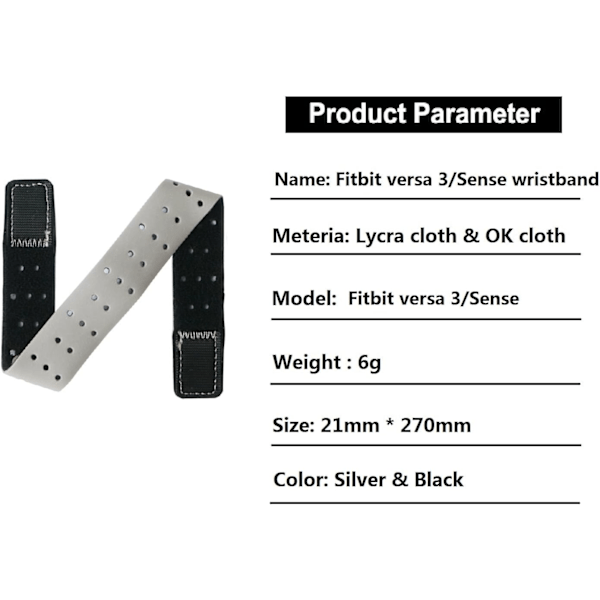 2025 Senaste Modell Euler Mjukt Elastiskt Sport Loop Armband och Armbandsrem för Fitbit Versa 3/Fitbit Sense Silver