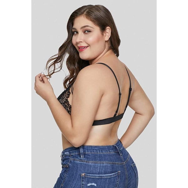 2025 Senaste Modell Plus Size Sexig Bralette Underkläder för Kvinnor Blommig Transparent Spets BH Topp