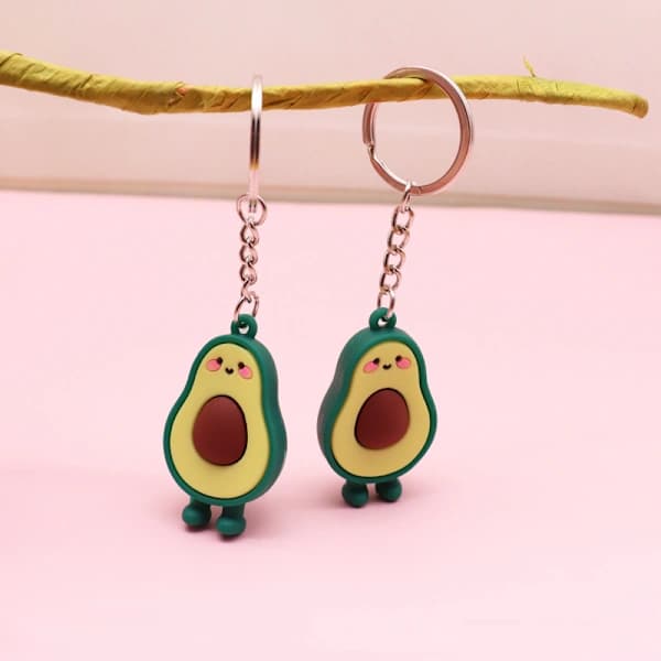 Sæt med 3 avocadoformede nøgleringe, perfekt pasform, grøn