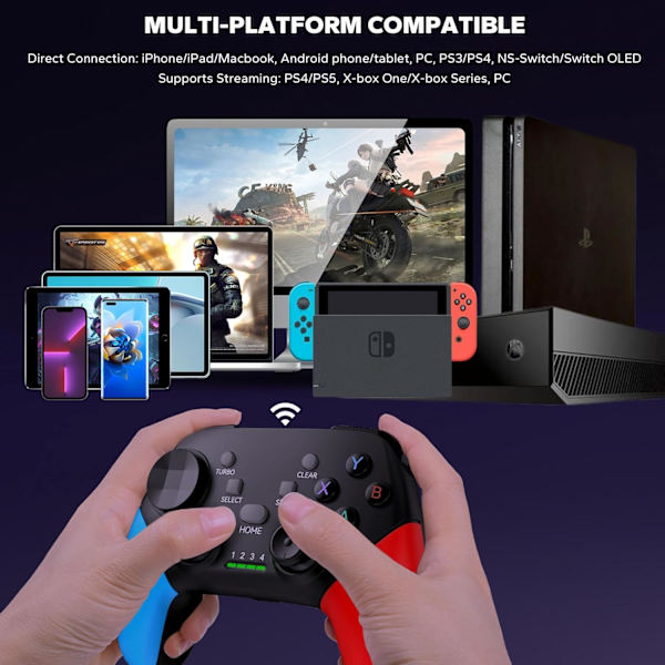 2025 Seneste Model Trådløs Mobil Gaming Controller Gamepad til iPhone/Android/iPad/PC/Switch/PS4/PC Joystick med Telefonholder, Understøttet