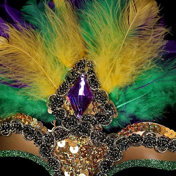 2025 Senaste Modell Mardi Gras Paljettfjädrar Mask Maskeradmasker för Venetiansk Karneval Kvinnor (Stil C)