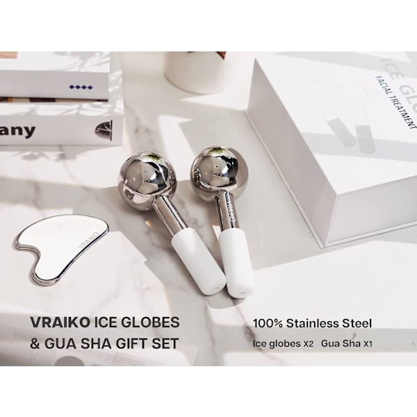 2025 Senaste Modell ICE Globes för Ansiktsbehandlingar & Gua Sha Set, Gua Sha Ansiktsverktyg och Cryo Sticks med Okrossbart Stål, Ansiktsmassage